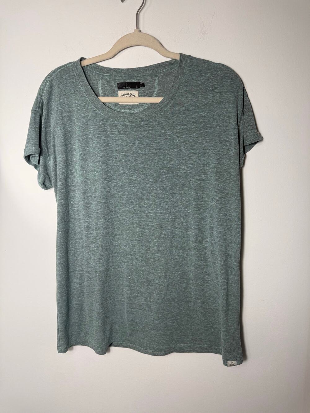 Prana Cozy Up Hemp Tencel Blend Green Sustainable T Shirt Comfort Gym Gorpcore L